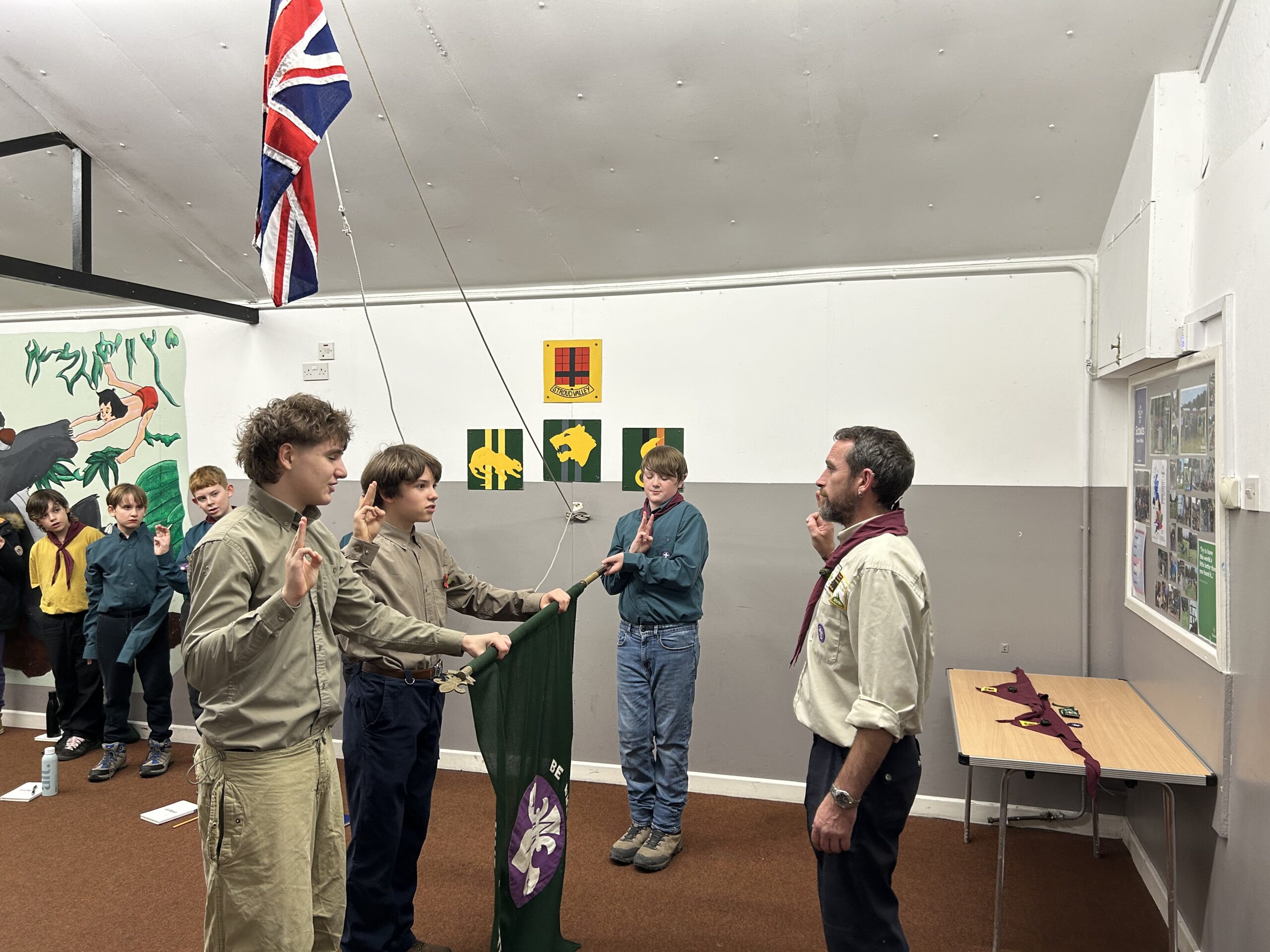 New Young Leaders being invested at Stroud Valley Scouts