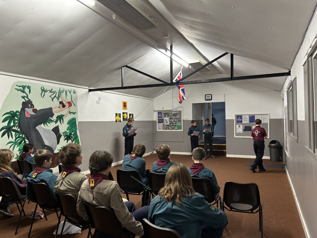 Scouts performing in festive plays as part of activities at Stroud Valley Scout Group