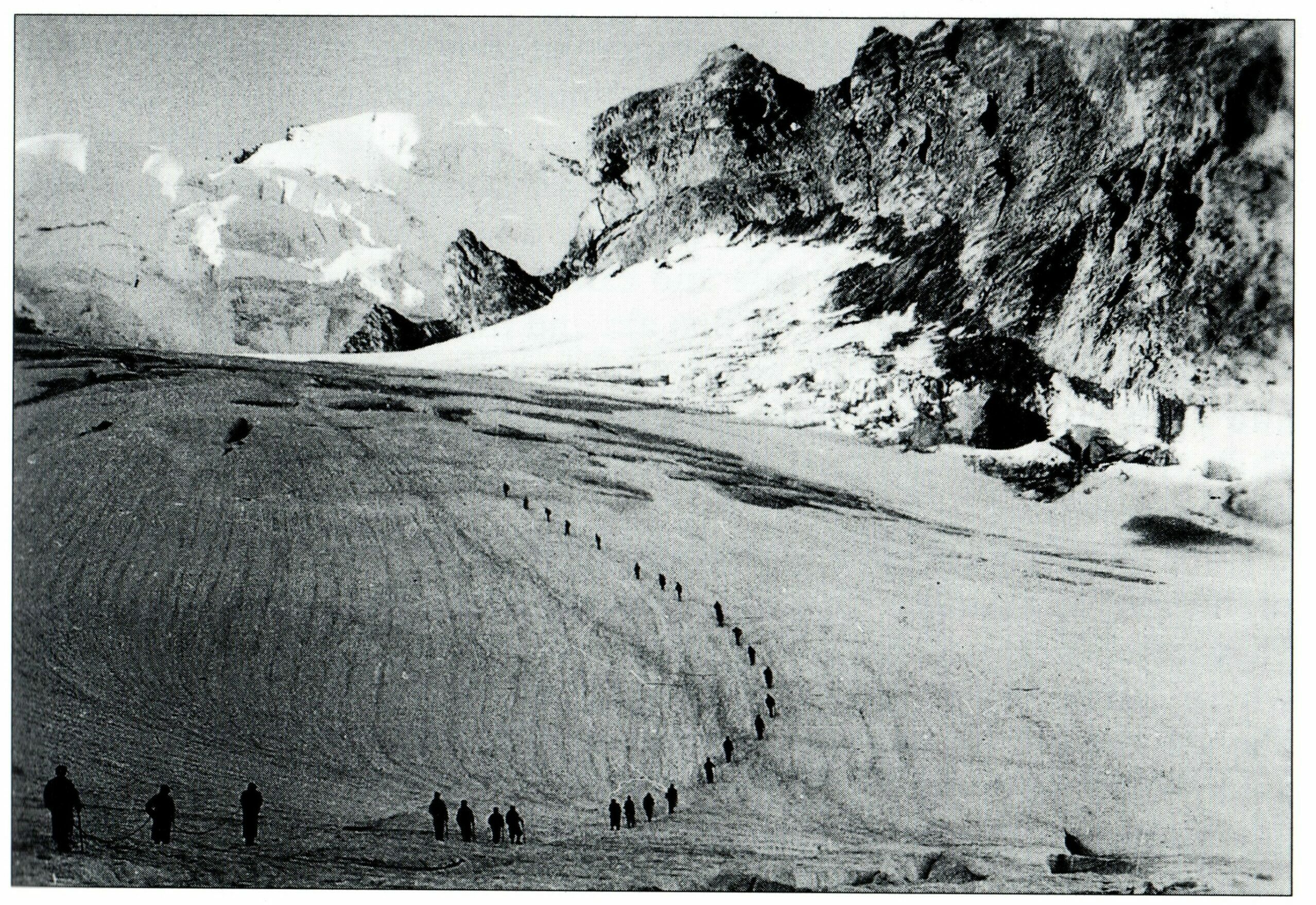 St Lawrence Scouts crossing a glacier during the 1949 Kandersteg expedition