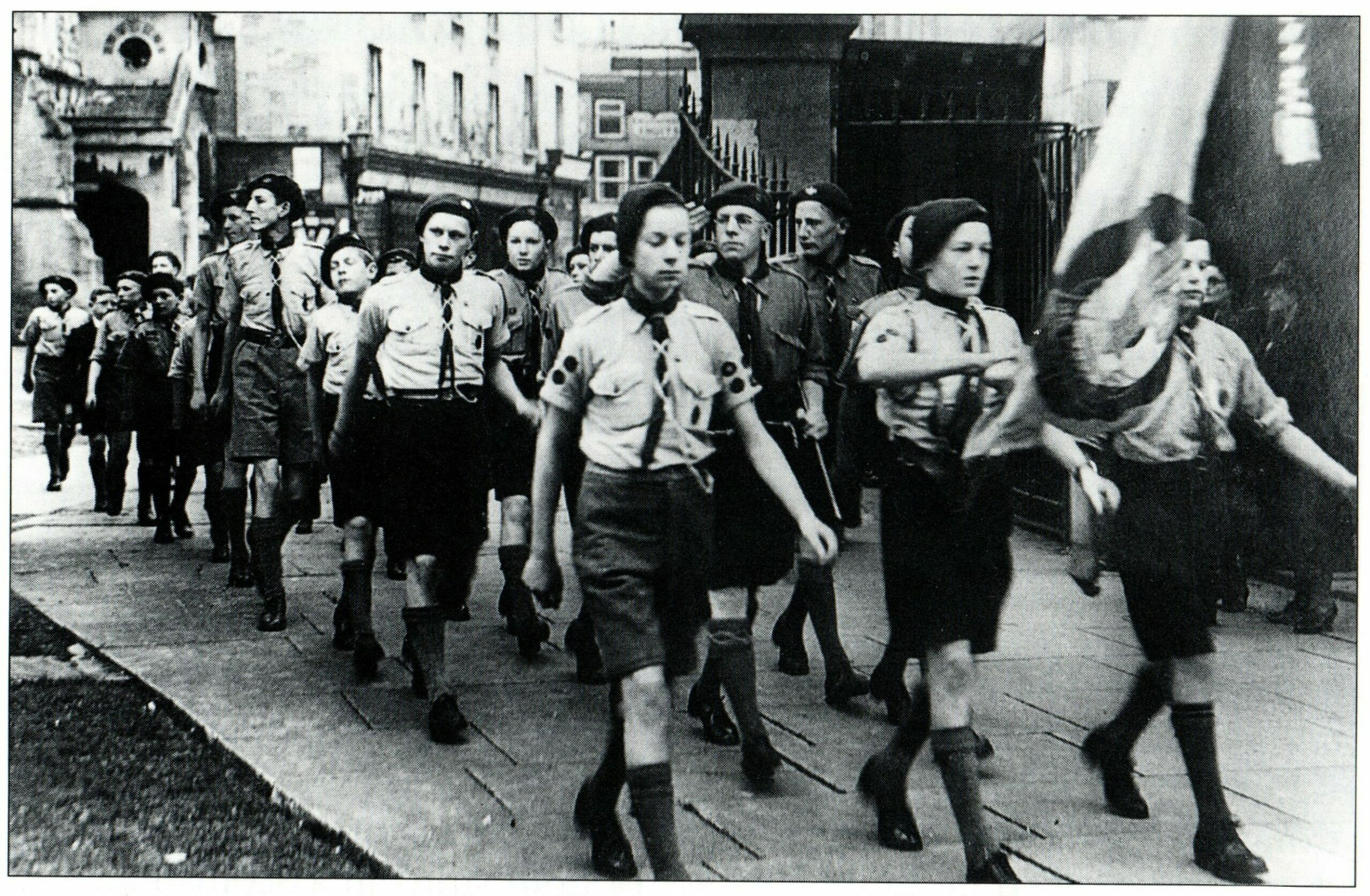 St Lawrence Air Scouts entering Stroud Parish Church grounds